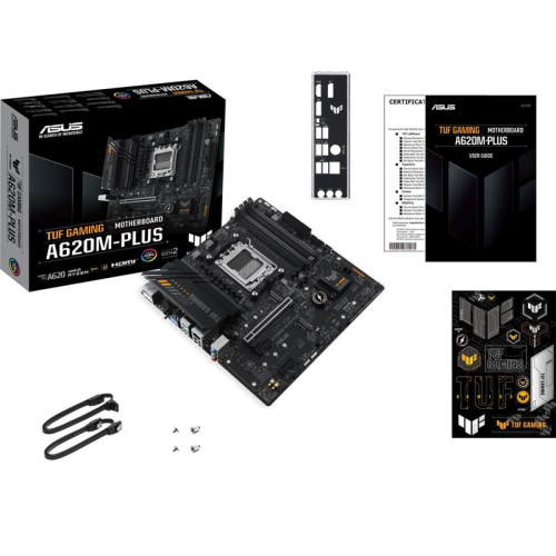 Материнская плата ASUS TUF GAMING A620M-PLUS SocketAM5 AMD A620 4xDDR5 mATX AC`97 8ch(7.1) 2.5Gg RAID+HDMI+DP [TUF GAMING A620M-PLUS]