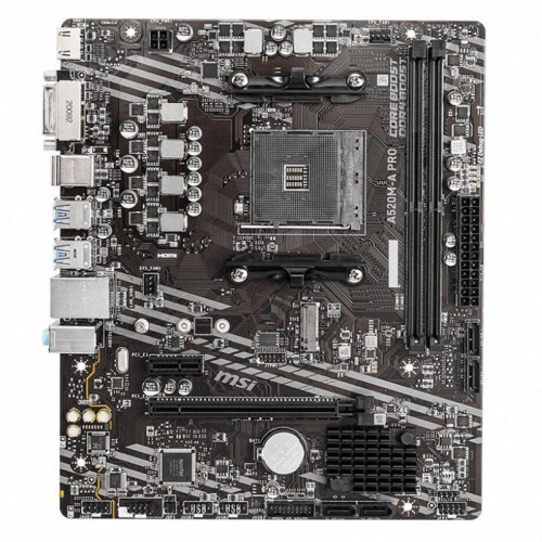 Материнская плата MSI A520M-A PRO , mATX, Socket AM4, AMD® A520, 2xDDR4-4600, HDMI+DVI-D, 1xPCI-Ex16x, 1xPCI-Ex1x, 4xSATA3(RAID 0/1/10), 1xM.2, 8 Ch Audio, GLan, (2+4)xUSB2.0, (4+2)xUSB3.2, 2xPS/2 {20} (749927)