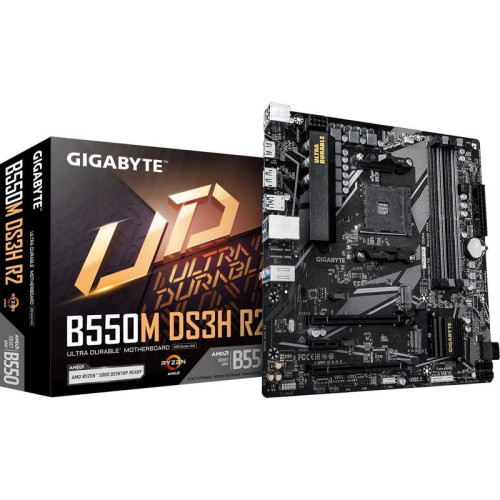 Материнская плата Gigabyte B550M DS3H R2 Soc-AM4 AMD B550 4xDDR4 mATX AC`97 8ch(7.1) GbLAN RAID+HDMI+DP