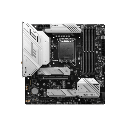 Материнская плата MB MSI INTEL B760 s1700, 4xDDR5(256GB), HDMI 2.1/DP, 1xPCIe 5.0x16, 1xPCIe 3.0x4, 1xLAN (2.5GbE), Wi-Fi, BT, 4xSATA 6Gb/s, 3xM.2, 1xUSB-C, 3xUSB 3.2, 4xUSB 2.0, mATX