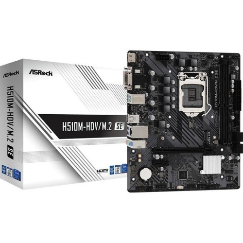 Материнская плата Asrock H510M-HDV/M.2 SE Soc-1200 Intel H470 2xDDR4 mATX AC`97 8ch(7.1) GbLAN+VGA+DVI+HDMI [H510M-HDV/M.2 SE]
