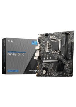 Материнская плата MB MSI INTEL H610 s1700, 2xDDR5(96GB), D-SUB/HDMI 2.1/DP, 1xPCIe 4.0x16, 1xPCIe 3.0, 1xLAN, 4xSATA 6Gb/s, 1xM.2, 1xM.2 E key, 2xUSB 3.2, 4xUSB 2.0, 1xPS/2, mATX