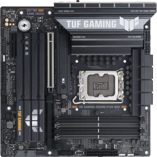 Материнская плата Asus TUF GAMING B860M-PLUS WIFI Soc-1851 Intel B860 4xDDR5 mATX AC`97 8ch(7.1) 2.5Gg RAID+HDMI+DP