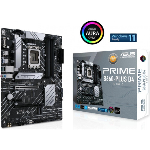 Материнская плата ASUS PRIME B660-PLUS D4 Soc-1700 Intel B660 4xDDR4 ATX AC`97 8ch(7.1) 2.5Gg RAID+HDMI+DP [PRIME B660-PLUS D4]