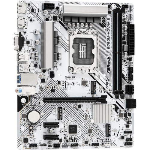 Материнская плата Asrock B760M-HDV/M.2 Soc-1700 Intel B760 2xDDR5 mATX AC`97 8ch(7.1) 2.5Gg RAID+VGA+HDMI+DP [B760M-HDV/M.2]