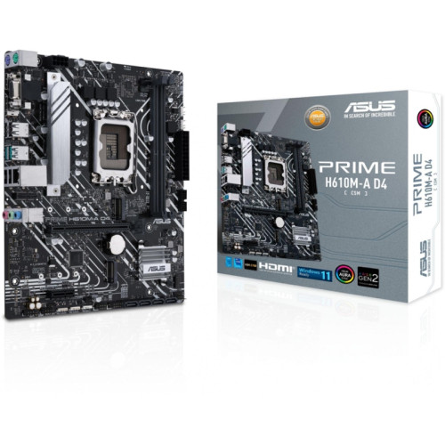 Материнская плата ASUS PRIME H610M-A D4-CSM Soc-1700 Intel H610 2xDDR4 mATX AC`97 8ch(7.1) GbLAN+VGA+HDMI+DP [PRIME H610M-A D4-CSM]