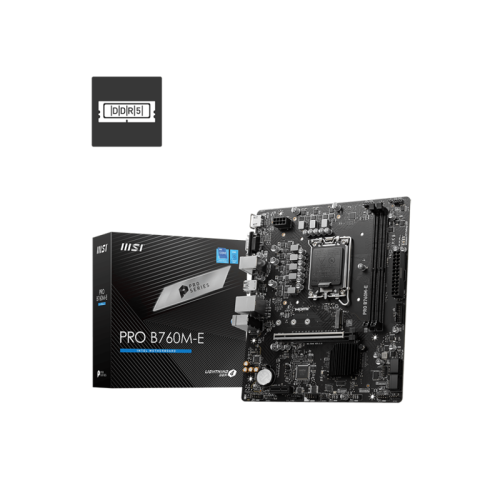 Материнская плата MB MSI INTEL B760 s1700, 2xDDR5(128GB), D-SUB/HDMI 1.4, 1xPCIe 4.0x16, 1xPCIe 3.0, 1xLAN, 4xSATA 6Gb/s, 1xM.2, 2xUSB 3.2, 4xUSB 2.0, 1xPS/2, mATX