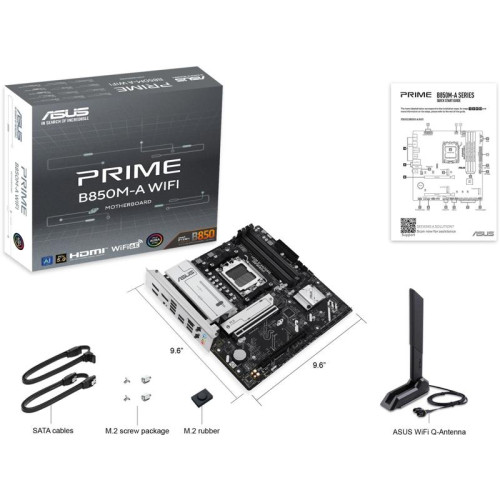Материнская плата Asus PRIME B850M-A WIFI SocketAM5 AMD B850 4xDDR5 mATX AC`97 8ch(7.1) 2.5Gg RAID+VGA+HDMI+DP