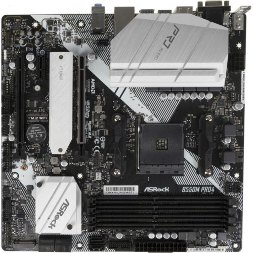Материнская плата Asrock B550M PRO4 Soc-AM4 AMD B550 4xDDR4 mATX AC`97 8ch(7.1) GbLAN RAID+VGA+HDMI+DP [B550M PRO4]