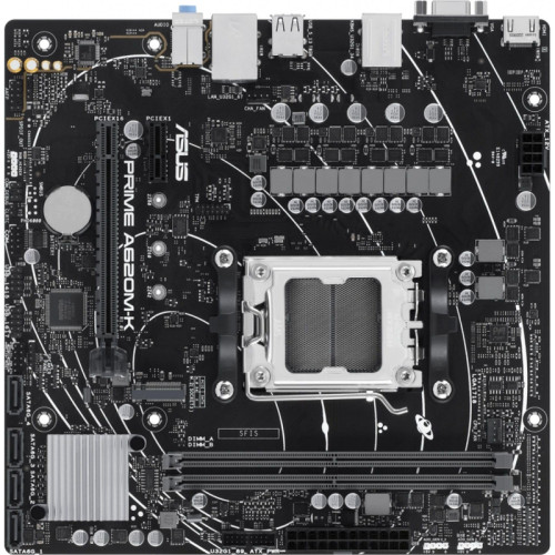 Материнская плата ASUS PRIME A620M-K SocketAM5 AMD A620 2xDDR5 mATX AC`97 8ch(7.1) GbLAN RAID+VGA+HDMI [PRIME A620M-K]
