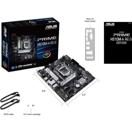 Материнская плата ASUS PRIME H510M-A R2.0 Soc-1200 Intel H470 2xDDR4 mATX AC`97 8ch(7.1) GbLAN+VGA+HDMI+DP [PRIME H510M-A R2.0]