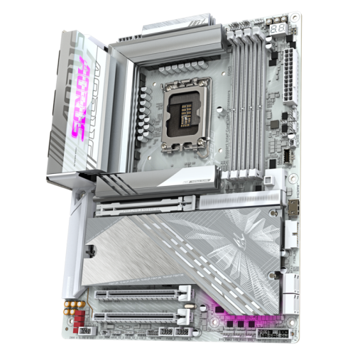 Материнская плата Z890 AORUS ELITE X ICE, Socket 1851, Intel®Z890, 4xDDR5-6400, 3xPCI-Ex16, 4xSATA3(RAID 0/1/5/10), 5xM.2, 8Ch Audio, 1x2.5GbLan, WiFi, (4+4)xUSB2.0, (6+2)xUSB3.2, (1+1)xUSB Type-C™, ATX, RTL
