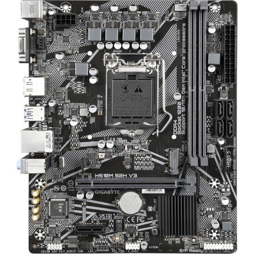 Материнская плата Gigabyte H510M S2H V3 2.0 Soc-1200 Intel Q470 2xDDR4 mATX AC`97 8ch(7.1) GbLAN+VGA+HDMI+DP