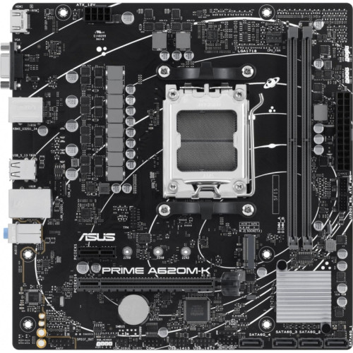 Материнская плата ASUS PRIME A620M-K SocketAM5 AMD A620 2xDDR5 mATX AC`97 8ch(7.1) GbLAN RAID+VGA+HDMI [PRIME A620M-K]