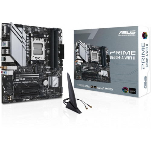 Материнская плата ASUS PRIME B650M-A WIFI II SocketAM5 AMD B650 4xDDR5 mATX AC`97 8ch(7.1) 2.5Gg RAID+VGA+HDMI+DP [PRIME B650M-A WIFI II]