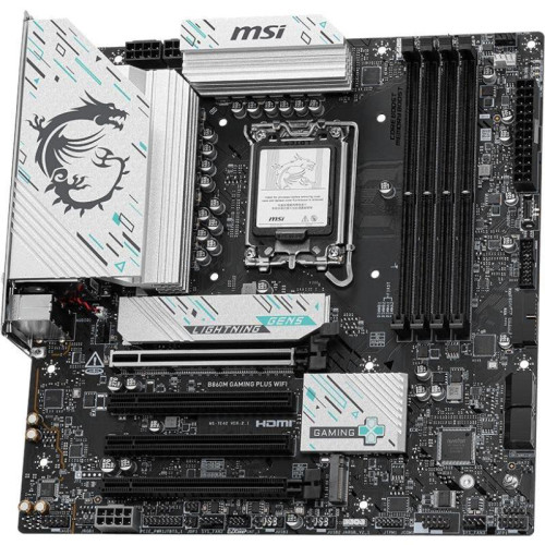 Материнская плата MSI B860M GAMING PLUS WIFI Soc-1851 Intel B860 4xDDR5 mATX AC`97 8ch(7.1) 5Gigabit RAID+HDMI+DP