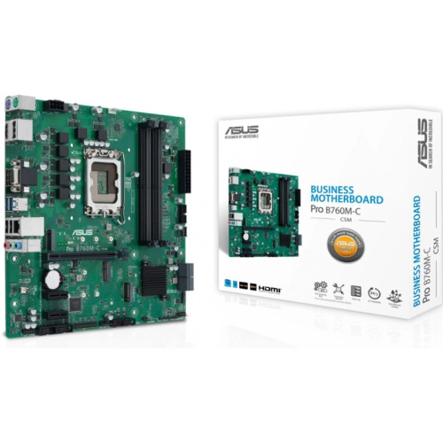Материнская плата ASUS PRO B760M-C-CSM Soc-1700 Intel B760 4xDDR5 mATX AC`97 8ch(7.1) GbLAN RAID+VGA+HDMI+DP [PRO B760M-C-CSM]