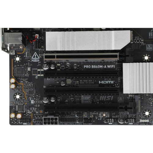 Материнская плата MSI PRO B860M-A WIFI Soc-1851 Intel B860 4xDDR5 mATX AC`97 8ch(7.1) 5Gigabit RAID+HDMI+DP
