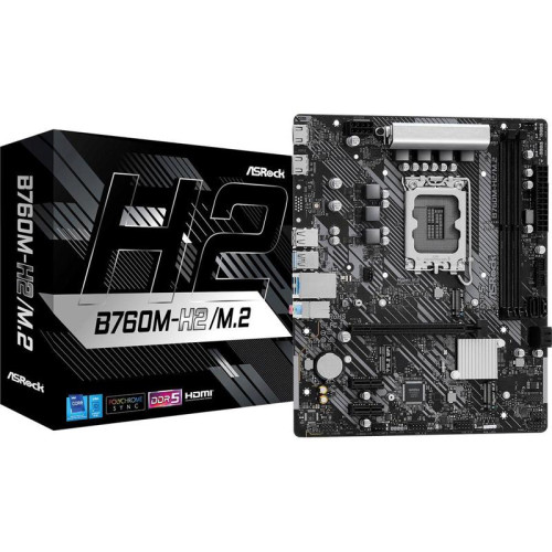 Материнская плата Asrock B760M-H2/M.2 Soc-1700 Intel B760 2xDDR5 mATX AC`97 8ch(7.1) 2.5Gg RAID+HDMI [B760M-H2/M.2]