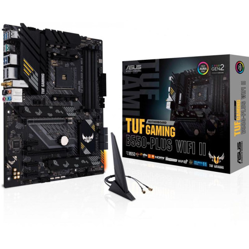 Материнская плата ASUS TUF GAMING B550M-PLUS WIFI II Soc-AM4 AMD B550 4xDDR4 mATX AC`97 8ch(7.1) 2.5Gg RAID+HDMI+DP [TUF GAMING B550M-PLUS WIFI II]
