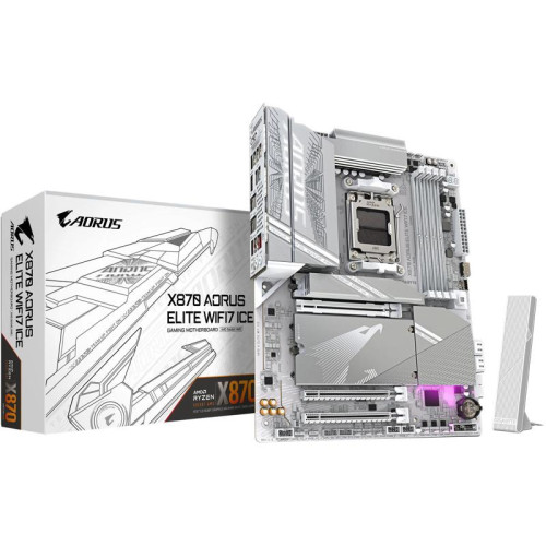 Материнская плата Gigabyte X870 A ELITE WF7 ICE SocketAM5 AMD X870 4xDDR5 ATX AC`97 8ch(7.1) 2.5Gg RAID+HDMI [X870 A ELITE WF7 ICE]