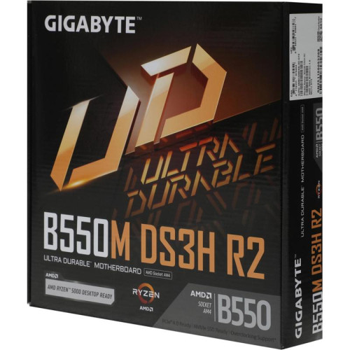 Материнская плата Gigabyte B550M DS3H R2 Soc-AM4 AMD B550 4xDDR4 mATX AC`97 8ch(7.1) GbLAN RAID+HDMI+DP