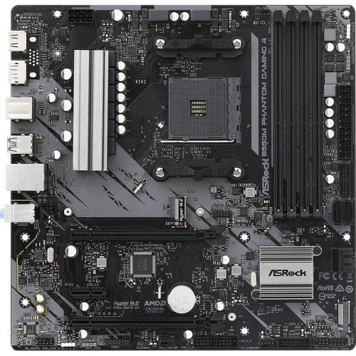 Материнская плата Asrock B550M PHANTOM GAMING 4 Soc-AM4 AMD B550 4xDDR4 mATX AC`97 8ch(7.1) GbLAN RAID+HDMI+DP [B550M PHANTOM GAMING 4]