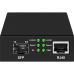 Медиаконвертер Gigabit Ethernet, SFP 1000Мбит/c, RJ45 10/100/1000Мбит/c, поддержка LFP. Металлический корпус. БП DC12V(1A) в комплекте. Размеры (ШхВхГ): 70x25x95мм. Вес: 0,2кг. Рабочая температура: -10…+55°С. Совместим с шасси NS-MCB-14.