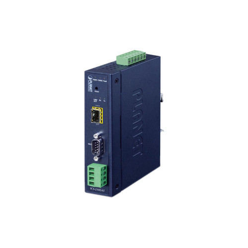 медиа конвертер/ PLANET ICS-2105AT IP30 Industrial 1-Port RS232/RS422/RS485 Serial Device Server (1 x 100BASE-FX SFP slot, -40~75 degrees C, dual 9~48V DC, Web, Telnet and SNMP management )