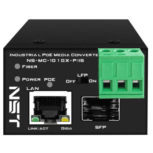 Промышленный компактный Ultra PoE медиаконвертер Gigabit Ethernet, SFP 1000Мбит/c, RJ45 10/100/1000Мбит/c, поддержка LFP. Порт PoE: до 90W (IEEE 802.3af/at/bt). Автоматическое определение PoE устройств. Суммарная мощность PoE - до 90W; Встроенная грозозащ