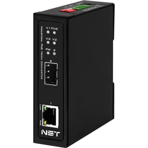 Промышленный компактный медиаконвертер Gigabit Ethernet с поддержкой PoE. Порты: 1 x GE (10/100/1000Base-T) с PoE (до 30W), 1 x GE SFP (1000Base-X). Вход для резервного питания. Встроенная грозозащита. Соответствует стандартам PoE IEEE 802.3af/at. Автомат Промышленный компактный медиаконвертер Gigabit Ethernet с поддержкой PoE. Порты: 1 x GE (10/100/1000Base-T) с PoE (до 30W), 1 x GE SFP (1000Base-X). Вход для резервного питания. Встроенная грозозащита. Соответствует стандартам PoE IEEE 802.3af/at. Автомат