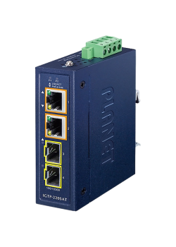 медиа конвертер/ PLANET IP30 Compact size 2-Port 100/1000X SFP + 2-Port 10/100/1000T 802.3at PoE+ Media Converter (-40~75 degrees C, dual 48~54V DC, max. 60W PoE budget)