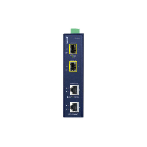 медиа конвертер/ PLANET IGT-2205AT IP30 Industrial 2-port 10/100/1000T to 2-port 100/1000/2500X SFP Media Converter(-40 to 75 degree C, dual 12~48V DC/24V AC, Fiber ports Switch/Redundant mode DIP switch) медиа конвертер/ PLANET IGT-2205AT IP30 Industrial 2-port 10/100/1000T to 2-port 100/1000/2500X SFP Media Converter(-40 to 75 degree C, dual 12~48V DC/24V AC, Fiber ports Switch/Redundant mode DIP switch)