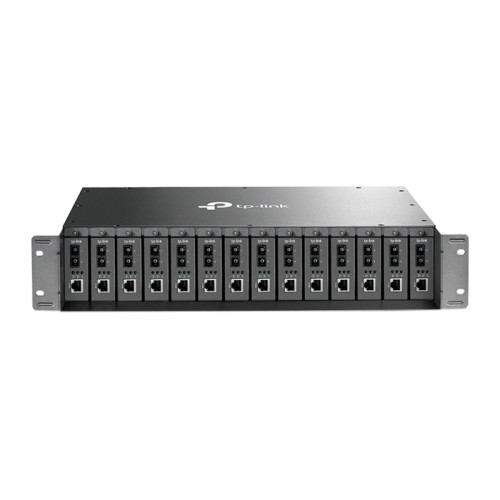 Шасси для конверторов/ 14-slot unmanaged media converter chassis, 19-inch rack-mountable, supports redundant power supply, with one AC power supply preinstalled.