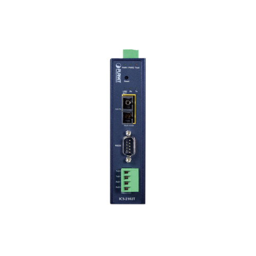 медиа конвертер/ PLANET ICS-2102T IP30 Industrial 1-Port RS232/RS422/RS485 Serial Device Server (1 x 100BASE-FX SC, Multi-mode 2km, -40~75 degrees C, dual 9~48V DC, Web, Telnet and SNMP management )