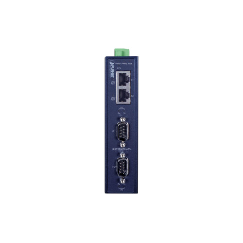 конвертер/ PLANET IP30 Industrial 2-Port RS232/RS422/RS485 Serial Device Server (2 x 10/100TX, -40~75 degrees C, 15KV isolation, dual 12~48V DC )