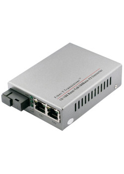 Медиаконвертер/ OSNOVO Медиаконвертер FE, 2*10/100Base-T, 1 оптический порт (SC, tx1550нм/rx1310нм) 100Base-FX, до 20 км