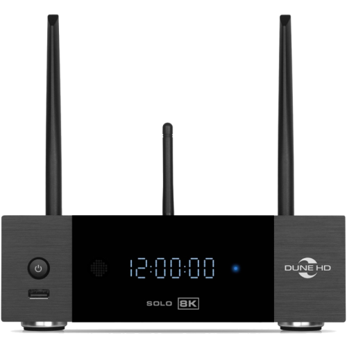 Mediaplayer Dune HD Solo 8K: 8K/60 Hz/Dolby Vision/HDR10+/HDR, CPU Amlogic S9284-K/J, RAM 8 Gb, Flash 64 Gb, 3xUSB3.0,  1xUSB2.0, HDD SATA 3.5