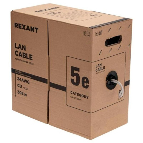 Кабель информационный Rexant 01-0146-R кат.5E F/UTP 4 пары 24AWG PE внешний 305м черный