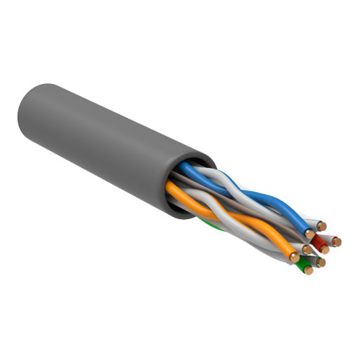 Кабель информационный ITK LC1-C604-111 кат.6 UTP 4 пары 23AWG PVC внутренний 305м серый