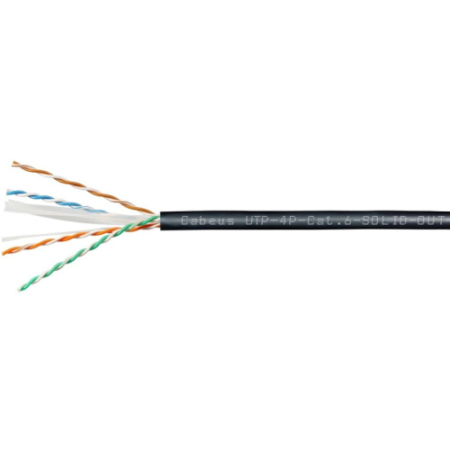 Кабель информационный Cabeus UTP-4P-Cat.6-SOLID-OUT-LSZH-UV кат.6 U/UTP 4 пары LSZH универсальный 305м черный
