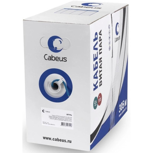 Кабель информационный Cabeus UTP-4P-Cat.5e-SOLID-LSZH-BL кат.5E U/UTP 4 пары LSZH внутренний 305м синий