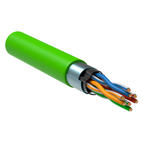 Кабель связи витая пара F/UTP, кат.5E 4x2х24AWG solid, LSZH, 305м, зеленый