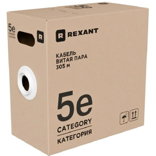 Кабель информационный Rexant Light 01-0052-R кат.5E U/UTP 4 пары 24AWG PVC внутренний 305м серый