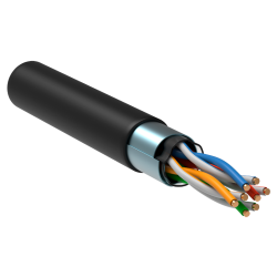 Кабель связи витая пара F/UTP кат. 5E 4x2х24AWG solid LSZH 305м черный