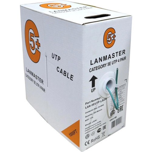 Кабель информационный Lanmaster LAN-5EUTP-LSZH-WH кат.5E UTP 4 пары 24AWG LSZH внутренний 305м белый