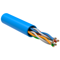 Кабель связи витая пара U/UTP, кат.5E 4х2х24AWG solid, PVC, 305м, синий