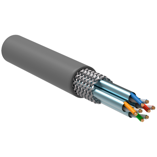 ITK Витая пара S/FTP кат.6A 4х2х23AWG solid LSZH нг(А)-HF серый (305м)