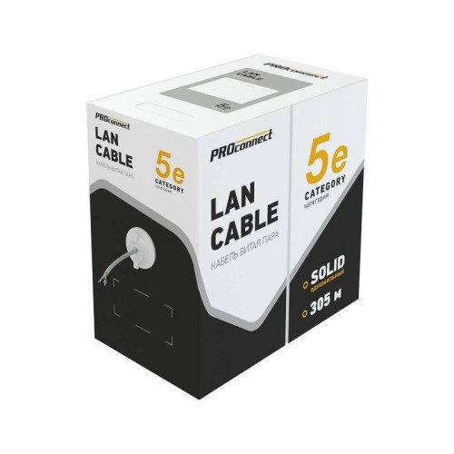 Кабель информационный PROconnect 01-0043-3 кат.5E UTP 4 пары 24AWG PVC внутренний 305м серый