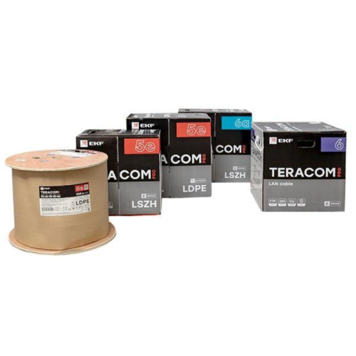 Витая пара/ Витая пара TERACOM PRO 5E U/UTP 4 пары solid 24AWG LSZH нг(А)-HF серый 305м